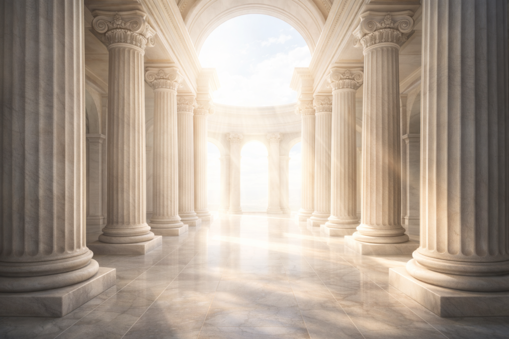 伝統を支える柱と光に満ちた空間がPhilosophyを象徴するビジュアル